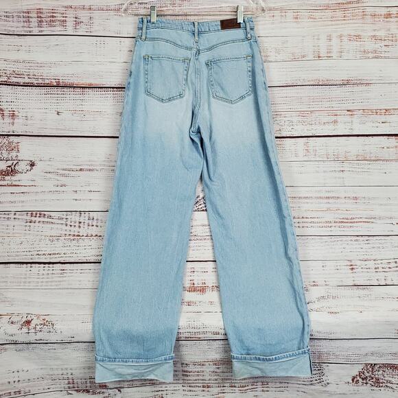 Hollister Ultra High Rise Dad Jean Vintage Stretch Light Wash Cuffed Hem Denim 5 - Picture 2 of 12